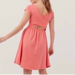 Pact Pink A-Line Sundress V-Neck Cap Sleeve